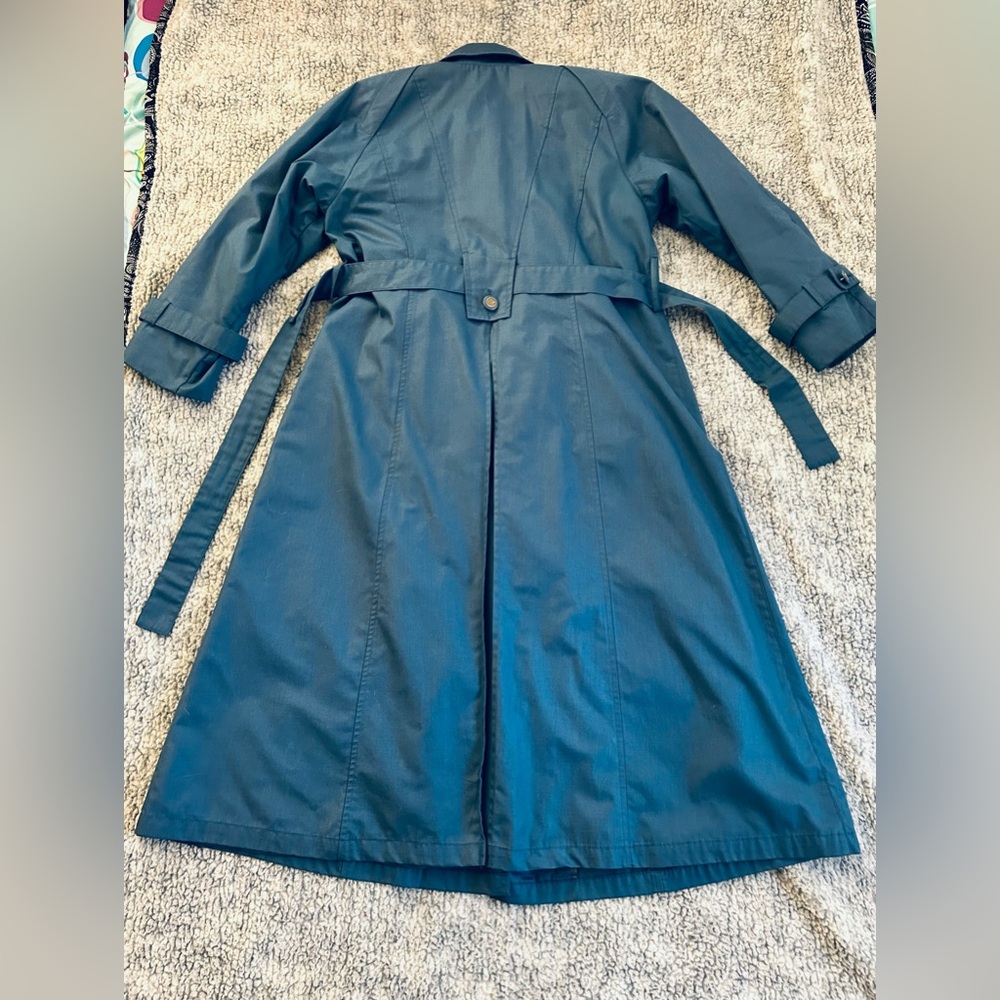London Fog Vintage Blue Trench Rain Coat Womens Size 8 Regular - Picture 10 of 15